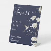 Marine Blue Chinoiserie Floral Faveurs Mariage