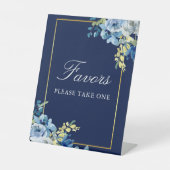 Signe De Table Marine Blue Gold Floral Mariage Chic Faveurs Table (Recto)