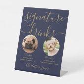 Signe De Table Marine Blue Gold Mariage Animaux de compagnie Chie (Recto)