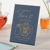 Signe De Table Marine Blue Gold Mariage Capture Le code QR d'amou (In SItu)