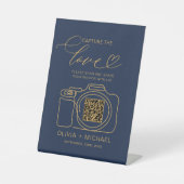 Signe De Table Marine Blue Gold Mariage Capture Le code QR d'amou (Recto)