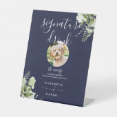 Signe De Table Marine Blue Greenery Mariage Animaux de compagnie (Recto)