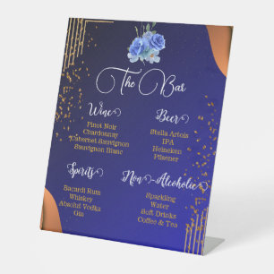 Signe De Table Marine élégante et orange brûlée Menu Barre