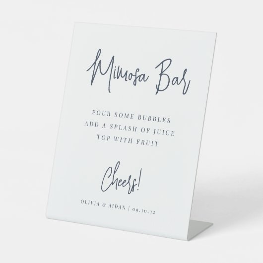 Signe De Table Marine | Moderne Script manuscrit Mimosa Bar (Recto)