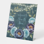 Signe De Table Marine Peonies et Rose Turquoise Mariage léger (Recto)