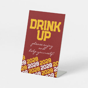Signe De Table Maroon & Gold Yellow Drink Table Graduation