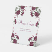 Signe De Table Maroon Rose Wedding Guest Book Sign (Recto)
