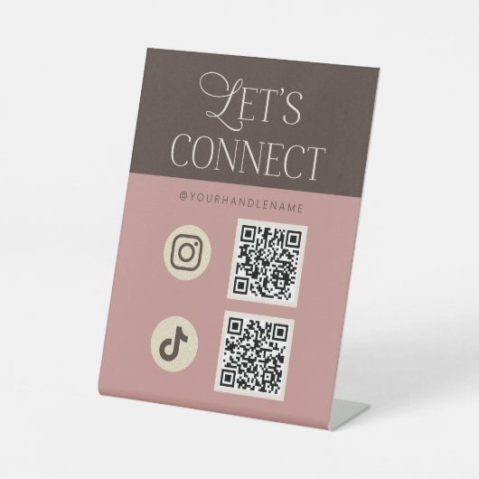 Signe De Table Marron Rose Connectons-nous sur les Réseaux Sociau (Recto)