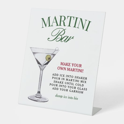 Signe De Table Martini Bar Green & Red Classy (Recto)