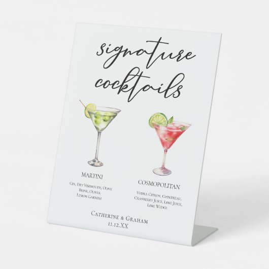 Signe De Table Martini Cosmopolitan Signature Cocktails Menu (Recto)