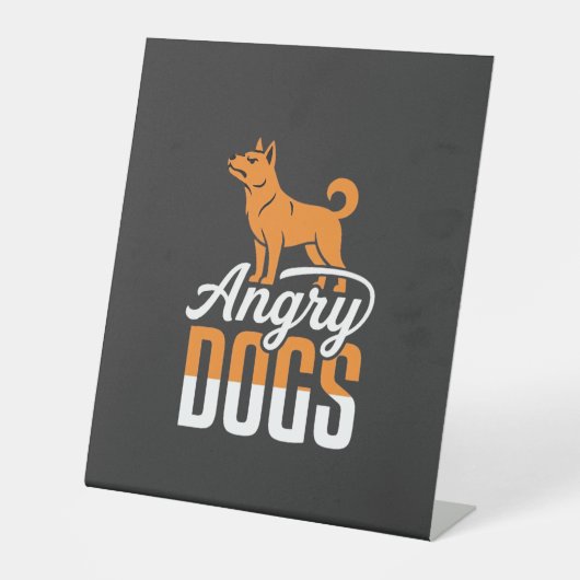 Signe De Table Mascotte Vectorielle Chiens En Colère (Recto)