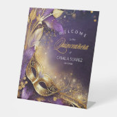 Signe De Table Masquerade Quinceañera Accueil Gold violet ID1031 (Recto)