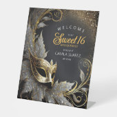 Signe De Table Masquerade Sweet 16 Welcome Black Gold ID1032 (Recto)