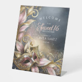 Signe De Table Masquerade Sweet 16 Welcome Rose Gold ID1032 (Recto)