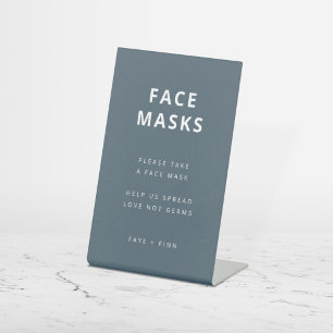 Signe De Table Masques de visage   Covid Safety Blue Scandi Maria