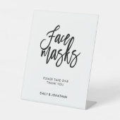 Signe De Table Masques Visage Mariage Script noir élégant (Recto)