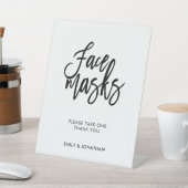 Signe De Table Masques Visage Mariage Script noir élégant (In SItu)