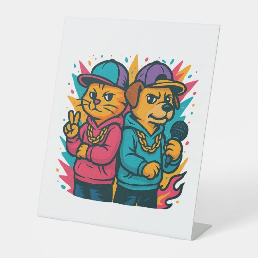 Signe De Table Matins de chat cool - Café, Tons et Attitude (Recto)