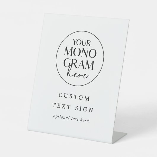 Signe De Table MEGHAN Monogramme noir blanc moderne mariage perso (Recto)
