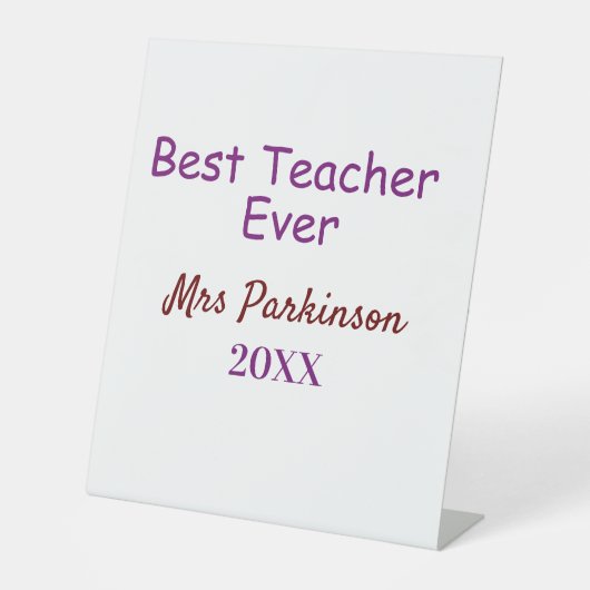 Signe De Table Meilleur enseignant jamais ajouter nom date année (Recto)