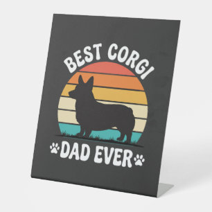 Signe De Table Meilleur Papa Corgi Rétro Chien