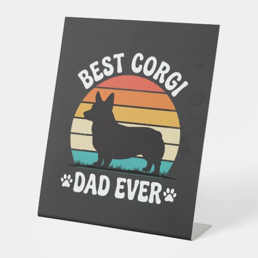 Signe De Table Meilleur Papa Corgi Rétro Chien (Recto)
