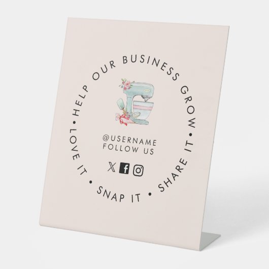 Signe De Table Mélangeur de gâteaux Boulangerie Les médias sociau (Recto)