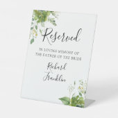 Signe De Table Mémoire Florale Verte Réservée Au Mariage (Recto)