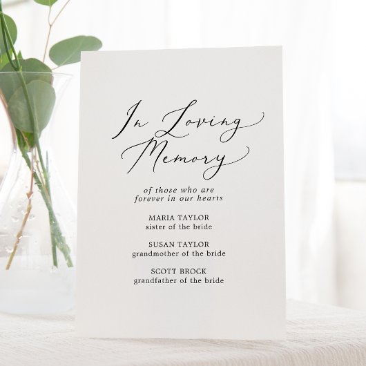 Signe De Table Mémoire Mariage en mémoire d'amour noire