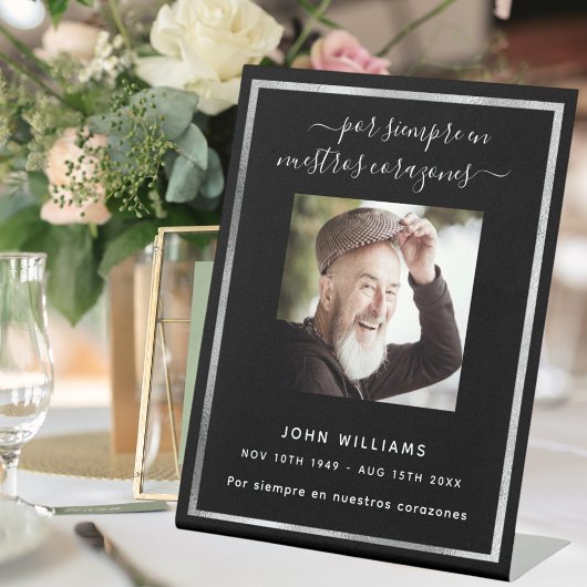 Signe De Table Mémorial des photos en argent noir