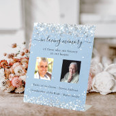 Signe De Table Mémorial du mariage de photo bleu Dusty