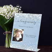 Signe De Table Mémorial du mariage de photo bleu Dusty