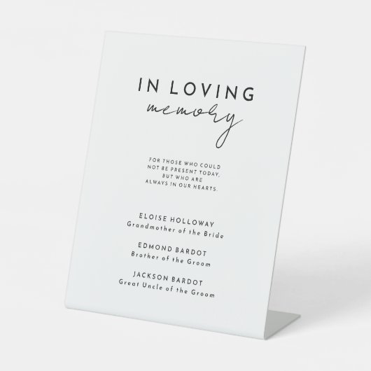 Signe De Table Mémorial du Mariage de script moderne blanc (Recto)