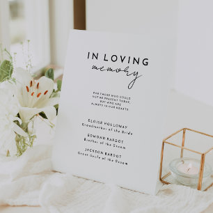 Signe De Table Mémorial du Mariage de script moderne blanc