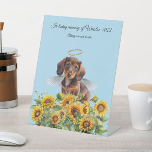 Signe De Table Mémorial en hommage à l'ange Dachshund