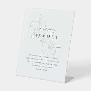 Signe De Table Mémorial floral Mariage minimal en mémoire d'amour