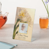 Signe De Table Mémorial funéraire blanc double jonquilles (In SItu)
