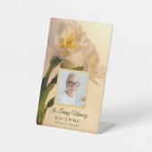 Signe De Table Mémorial funéraire blanc double jonquilles (Recto)