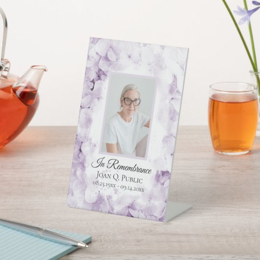 Signe De Table Mémorial funéraire d'aquarelle violet Hydrangeas (In SItu)