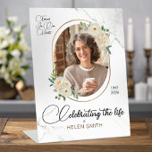 Signe De Table Memorial Funeral Floral Elegant Photo White