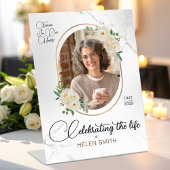 Signe De Table Memorial Funeral Floral Elegant Photo White