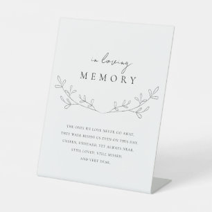 Signe De Table Memorial Minimal Mariage floral en mémoire d'amour