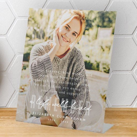 Signe De Table Mémorial Se souvenir d'une photo simple et élégant