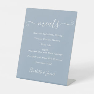 Signe De Table Menu alimentaire Signature Script Dusty Blue