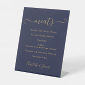 Signe De Table Menu Alimentation Signature Script Marine Bleu Et  (Recto)