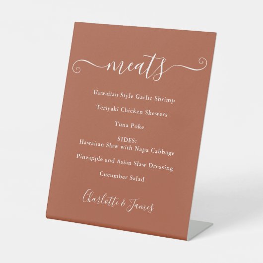 Signe De Table Menu Alimentation Signature Script Terracotta (Recto)