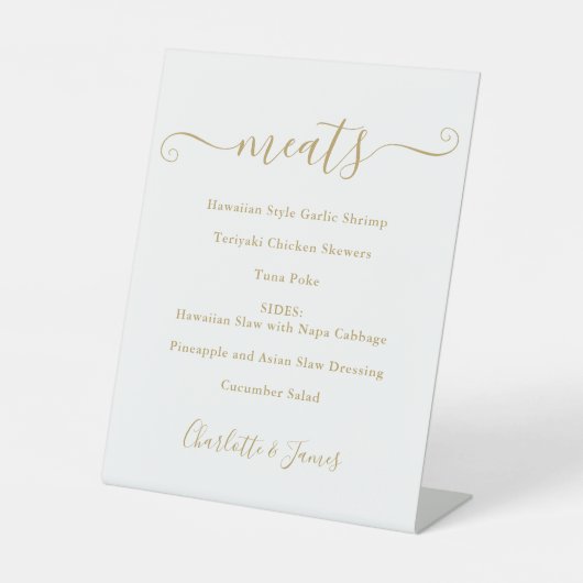 Signe De Table Menu Aliments - Script de signature or (Recto)
