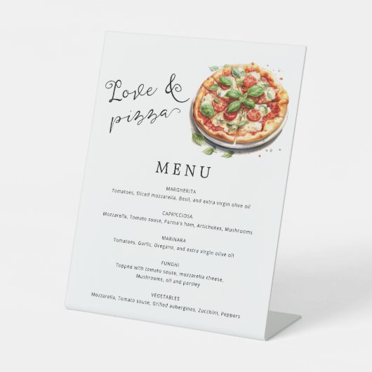 Signe De Table Menu Amour et Pizza (Recto)