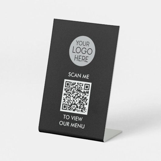 Signe De Table Menu Analyser le code QR pour afficher | Logo d'en (Recto)