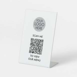 Signe De Table Menu Analyser le code QR pour afficher Logo d'en